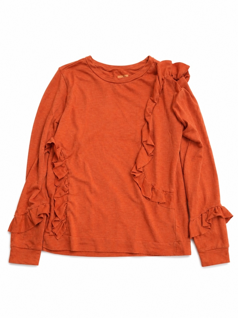 Harper Canyon Orange Ruffle Long-Sleeve Tee